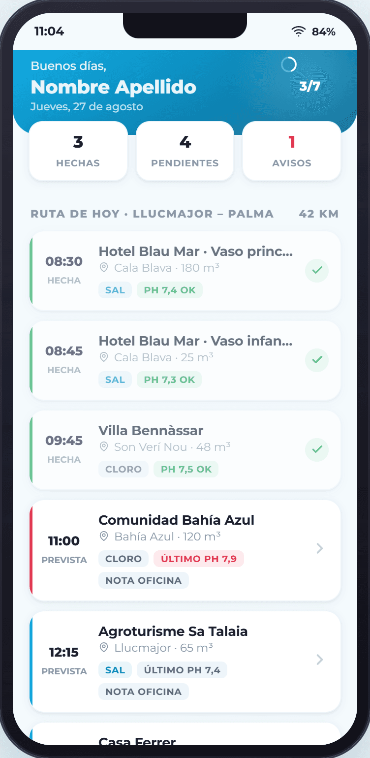 La app del operario, en la furgoneta